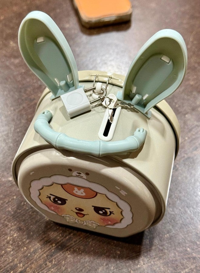 VRT Purple Bunny Piggy Bank, Cartoon Design Money Box with Bow (Khaki) - Image 3